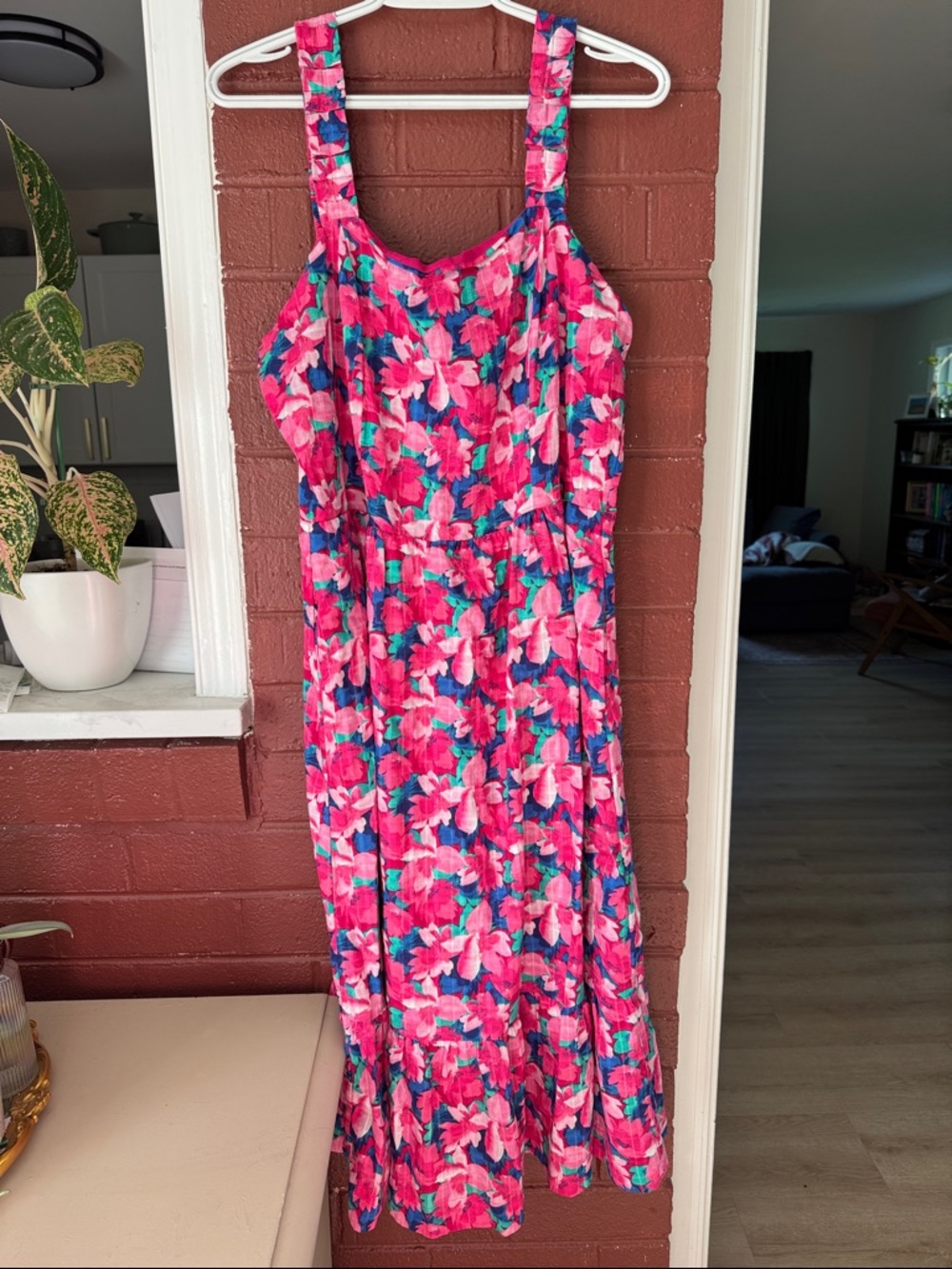 Draper James Pink, Teal, and Blue Floral Tank Top Midi Dress